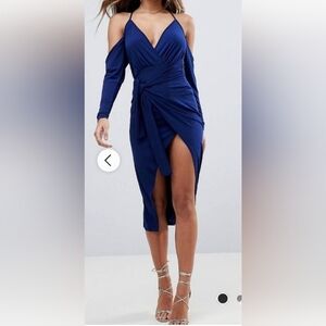 Asos Curve Blue Off-Shoulder Dress